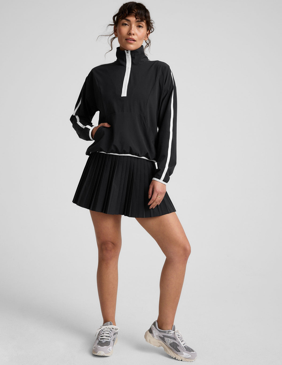 black and white half zip jacket