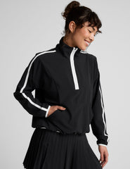 black and white half zip jacket