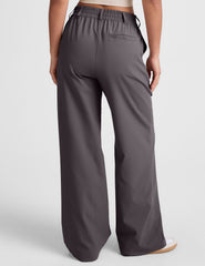 grey mid rise trousers with pockets.