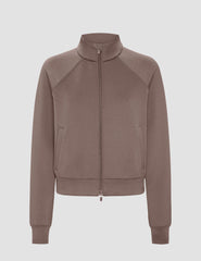 brown zip-up jacket on a plain background.