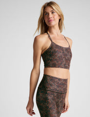 leopard printed racerback cropped tank top.