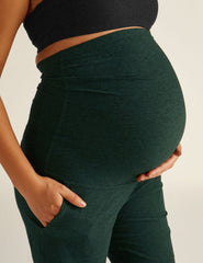 green maternity midi joggers with pockets.