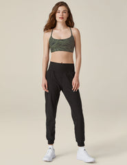 black high-waisted midi joggers