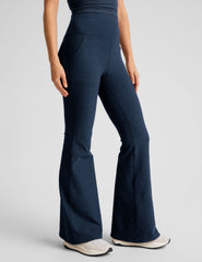 blue flare pant with pockets at sides
