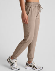 brown midi jogger with drawstring at waist