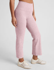 pink high-waisted cropped flare pant.