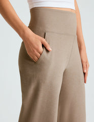 brown high-waisted straight leg pants.