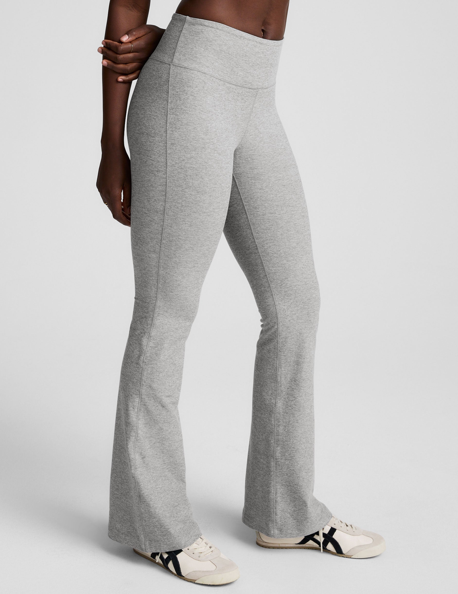 gray mid-rise bootcut pant.