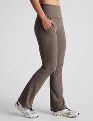 brown flare pants with slit at sides