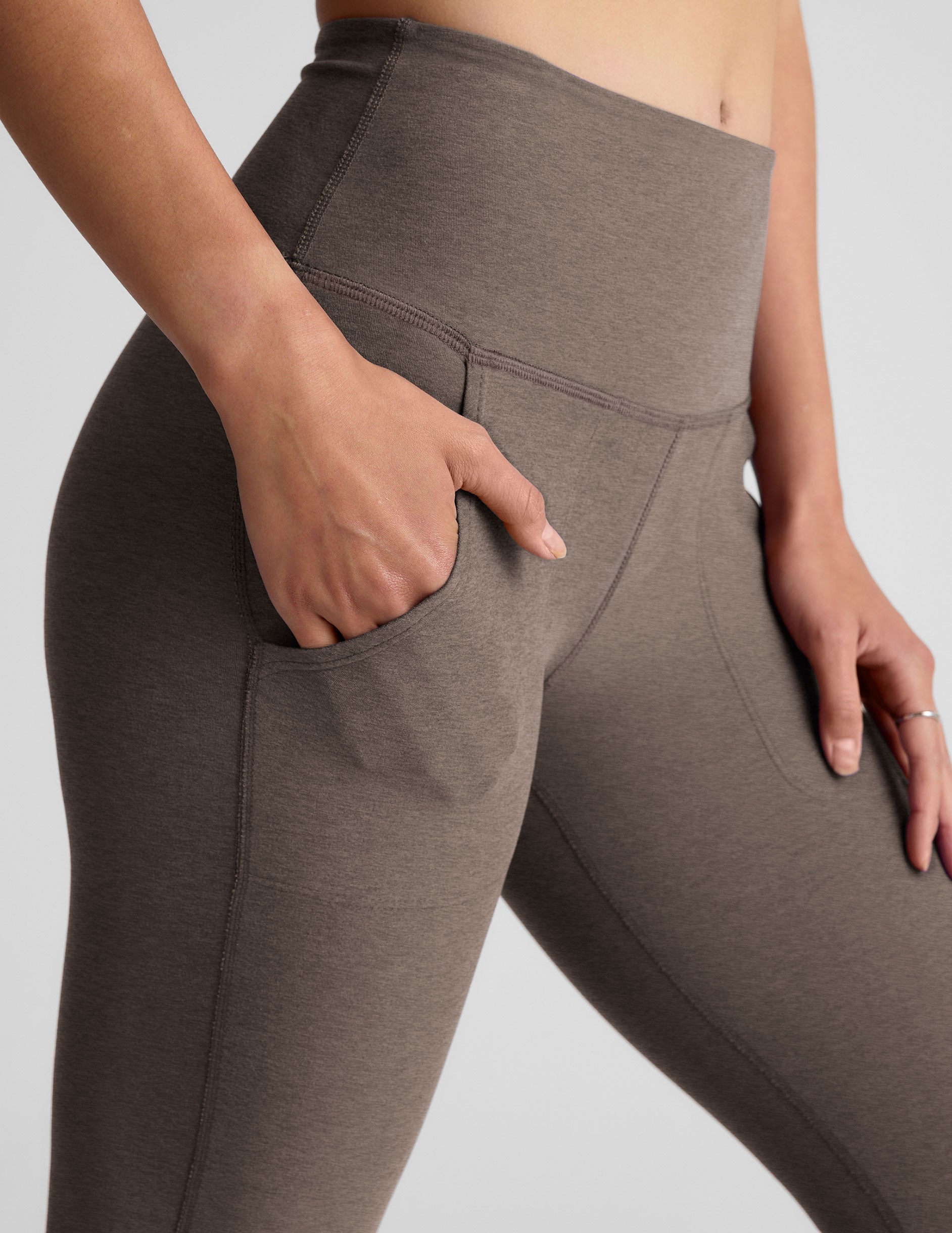 brown flare pants with slit at sides