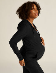 black maternity zip-up hoodie