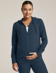 blue maternity zip up hoodie