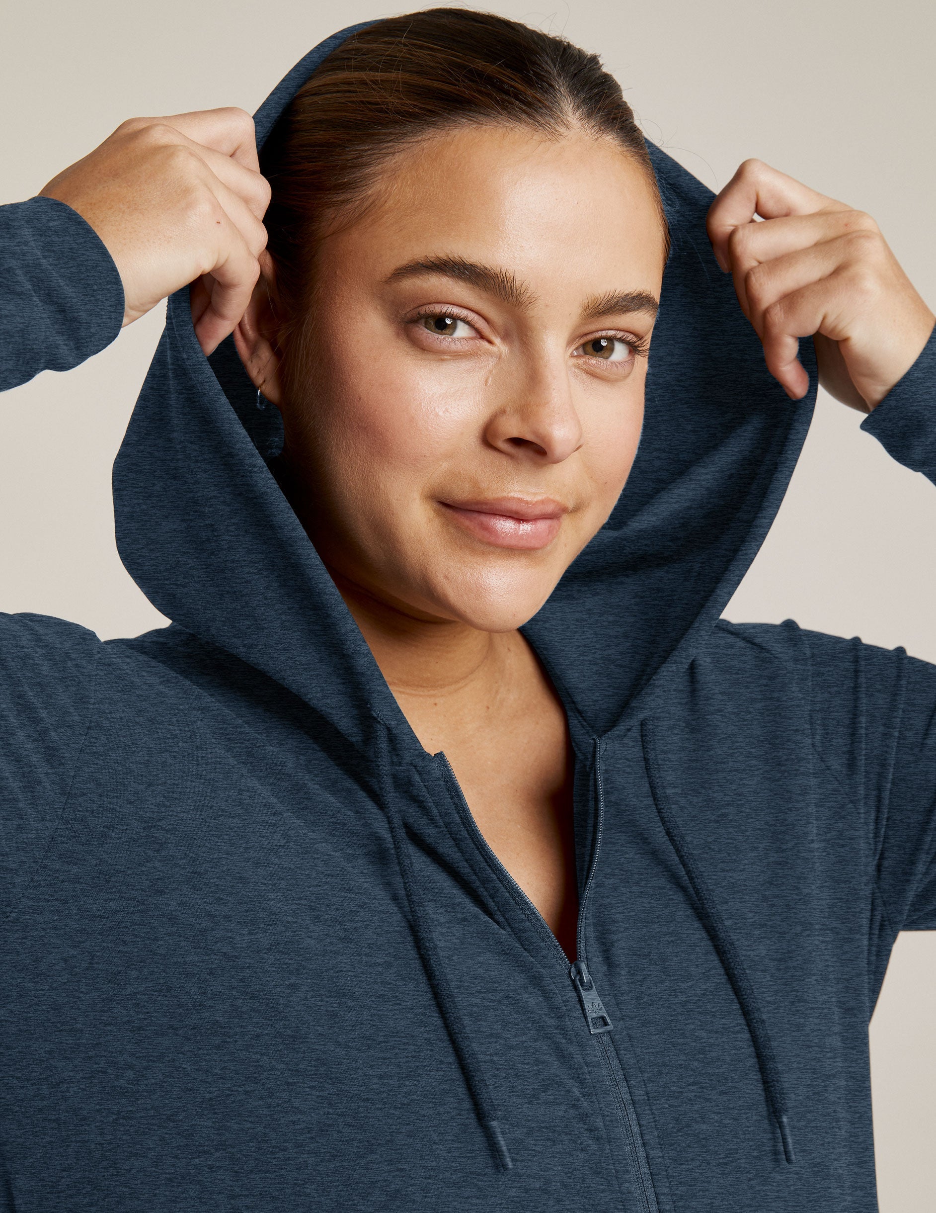 blue maternity zip up hoodie