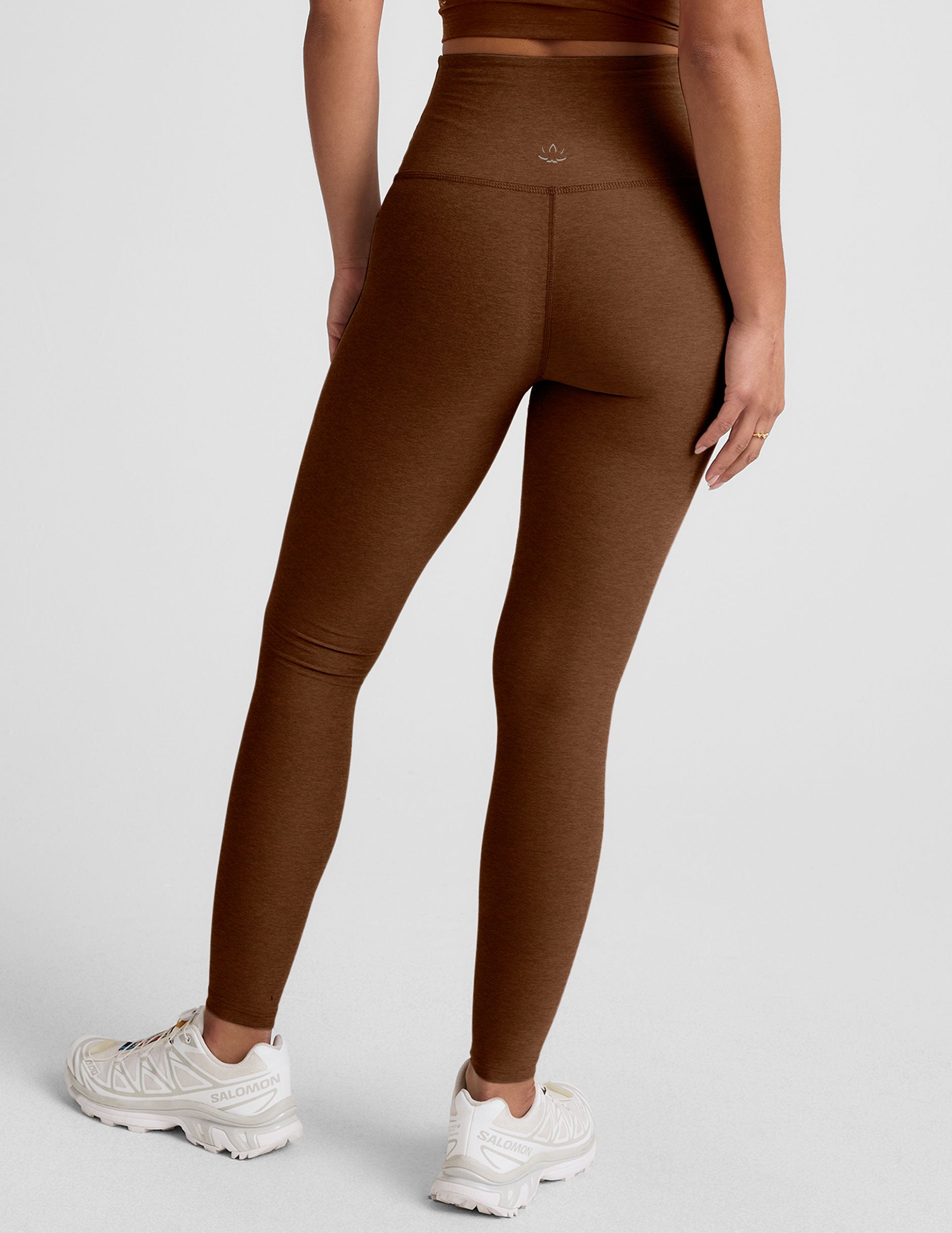 brown high-waisted long length leggings.