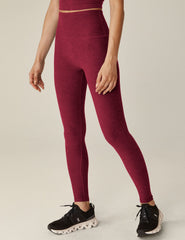 red high-waisted long length leggings.