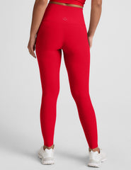red high-waisted long length leggings.