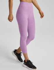 purple high-waisted capri length legging.
