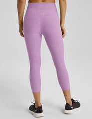 purple high-waisted capri length legging.