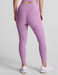 purple high-waisted midi length legging.