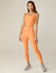orange high-waisted midi spacedye leggings.