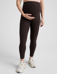 brown midi length maternity leggings.