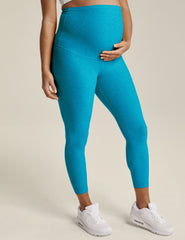 blue maternity spacedye capri leggings.