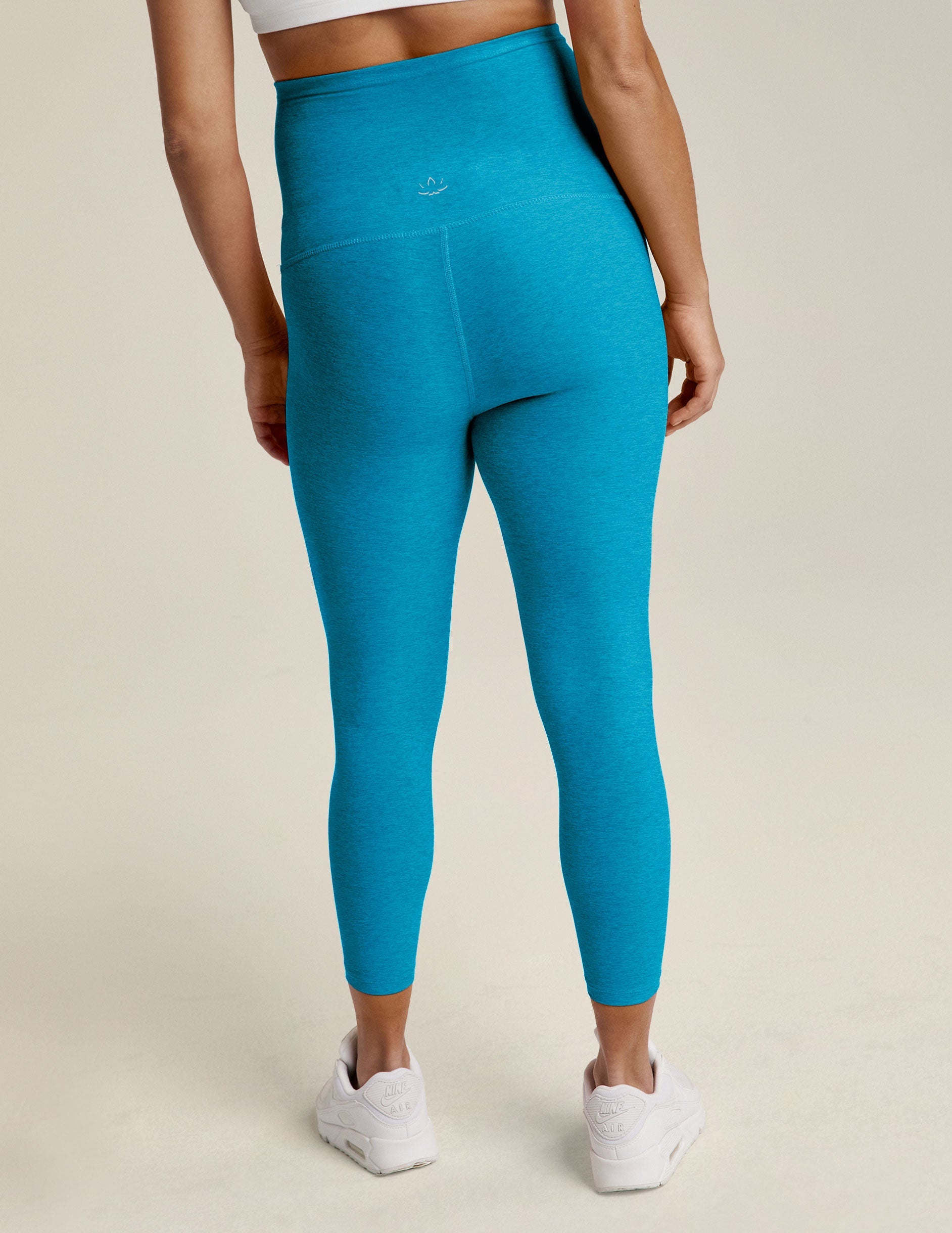 blue maternity spacedye capri leggings.
