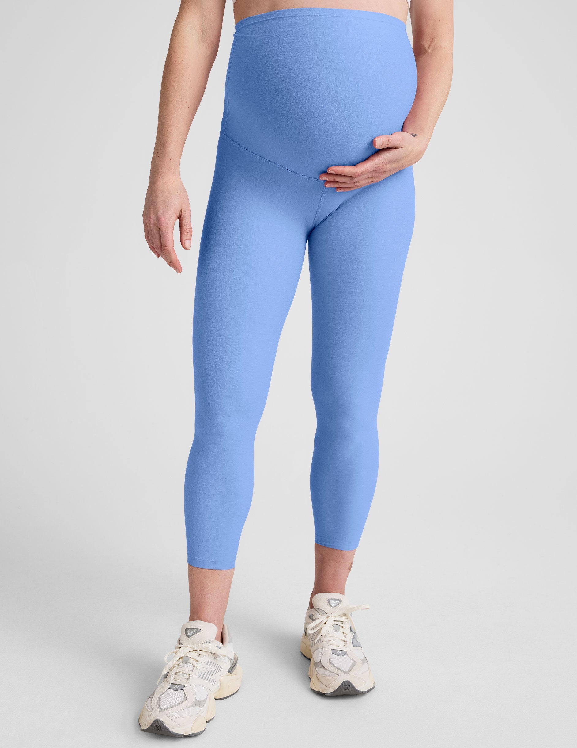 blue maternity capri length leggings.
