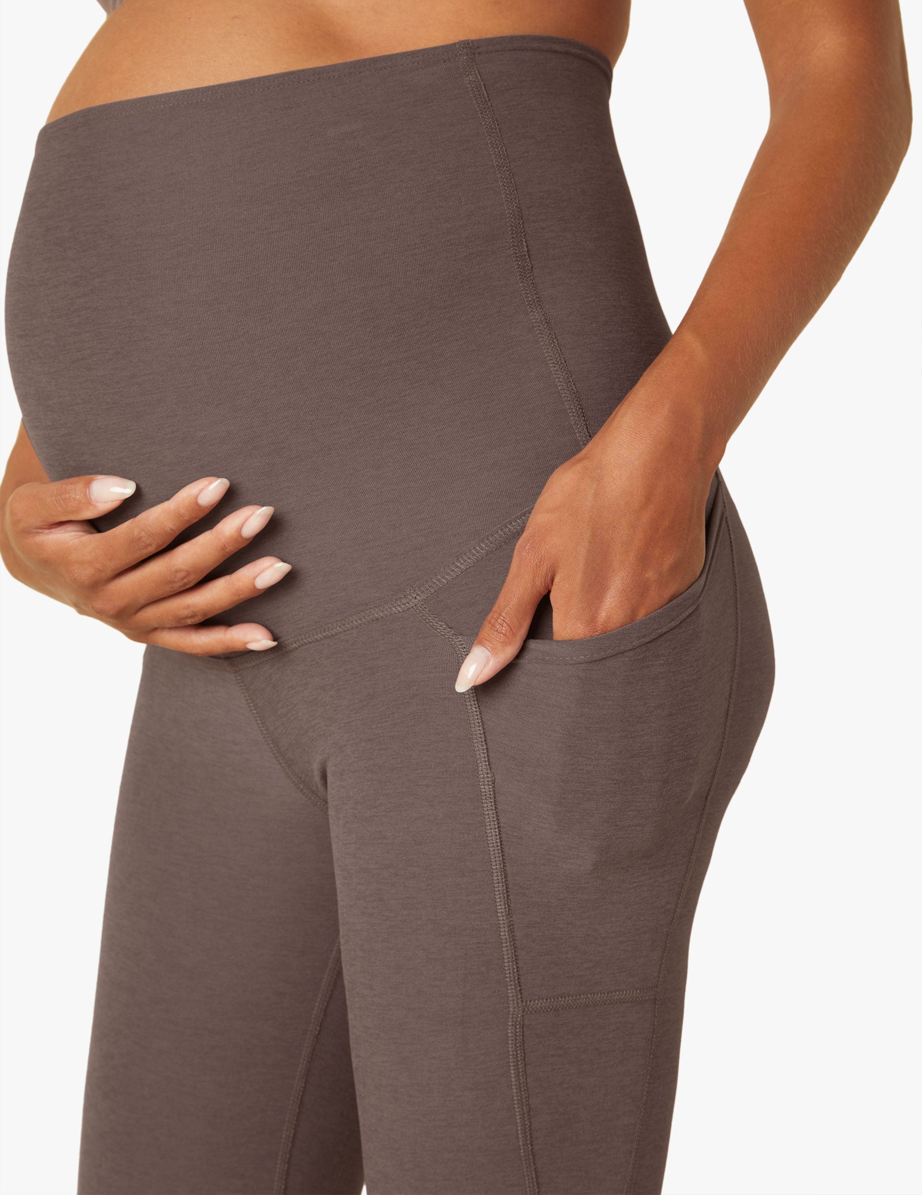 brown maternity high waisted pocket legging