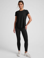 black high waisted midi pocket legging