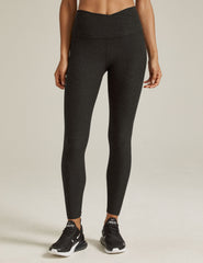 black criss cross front detail midi legging