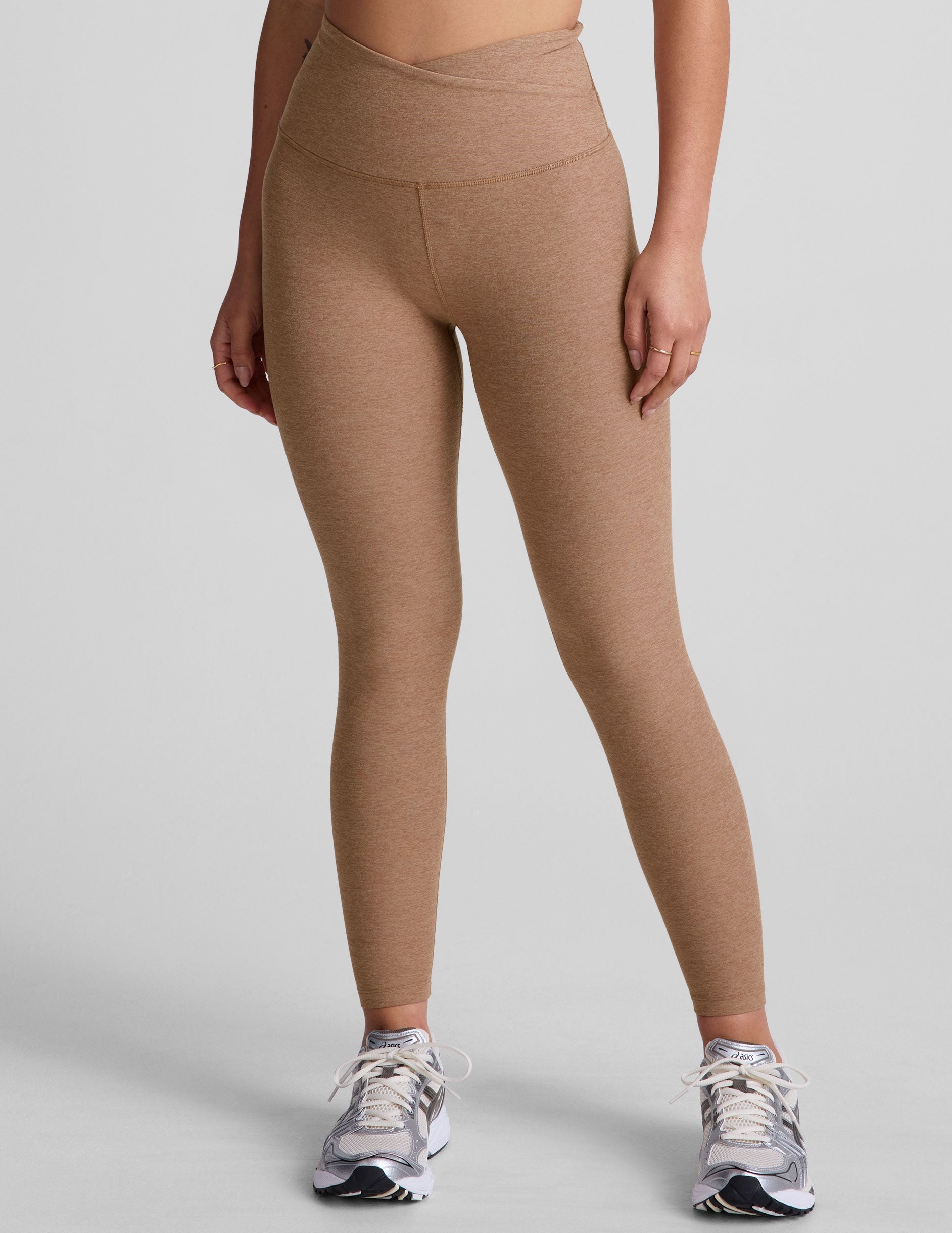 brown midi legging with criss cross front