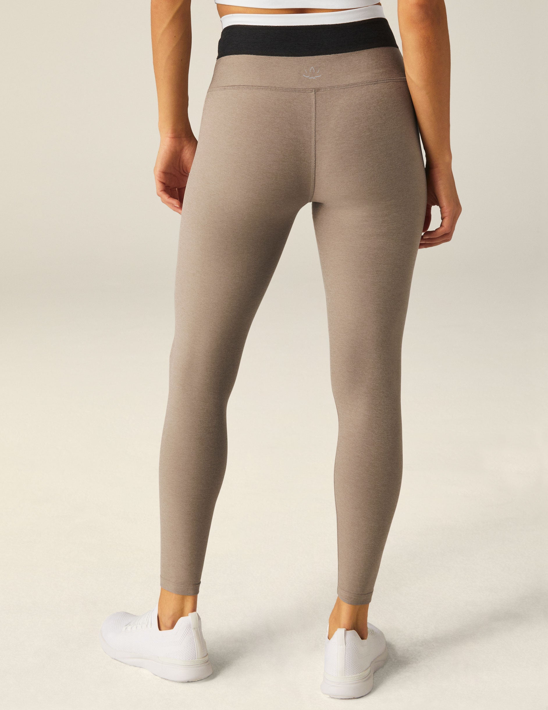 brown color block legging