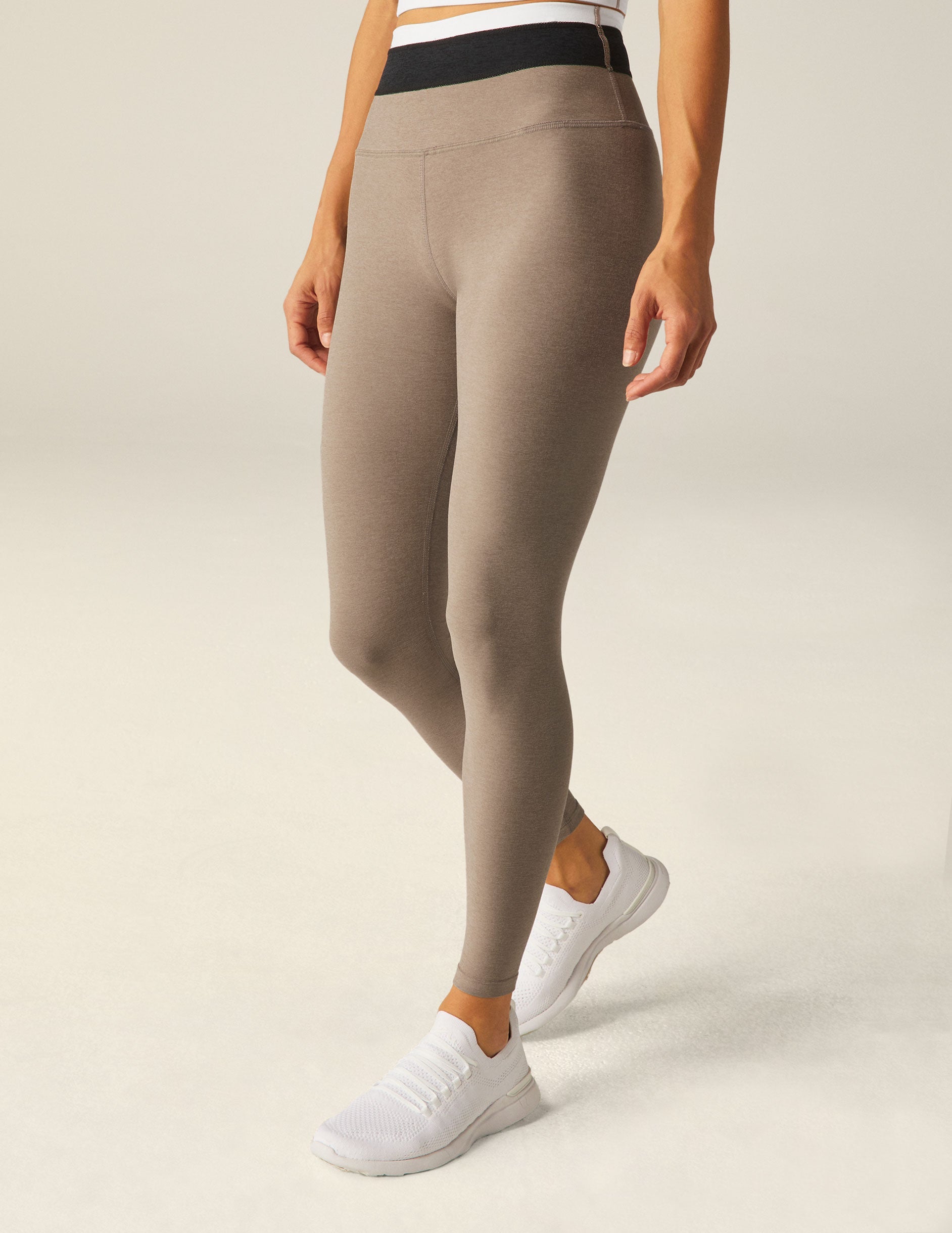 brown color block legging