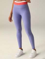 purple color block midi legging