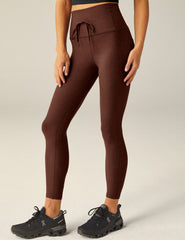brown midi legging with drawstring at waist