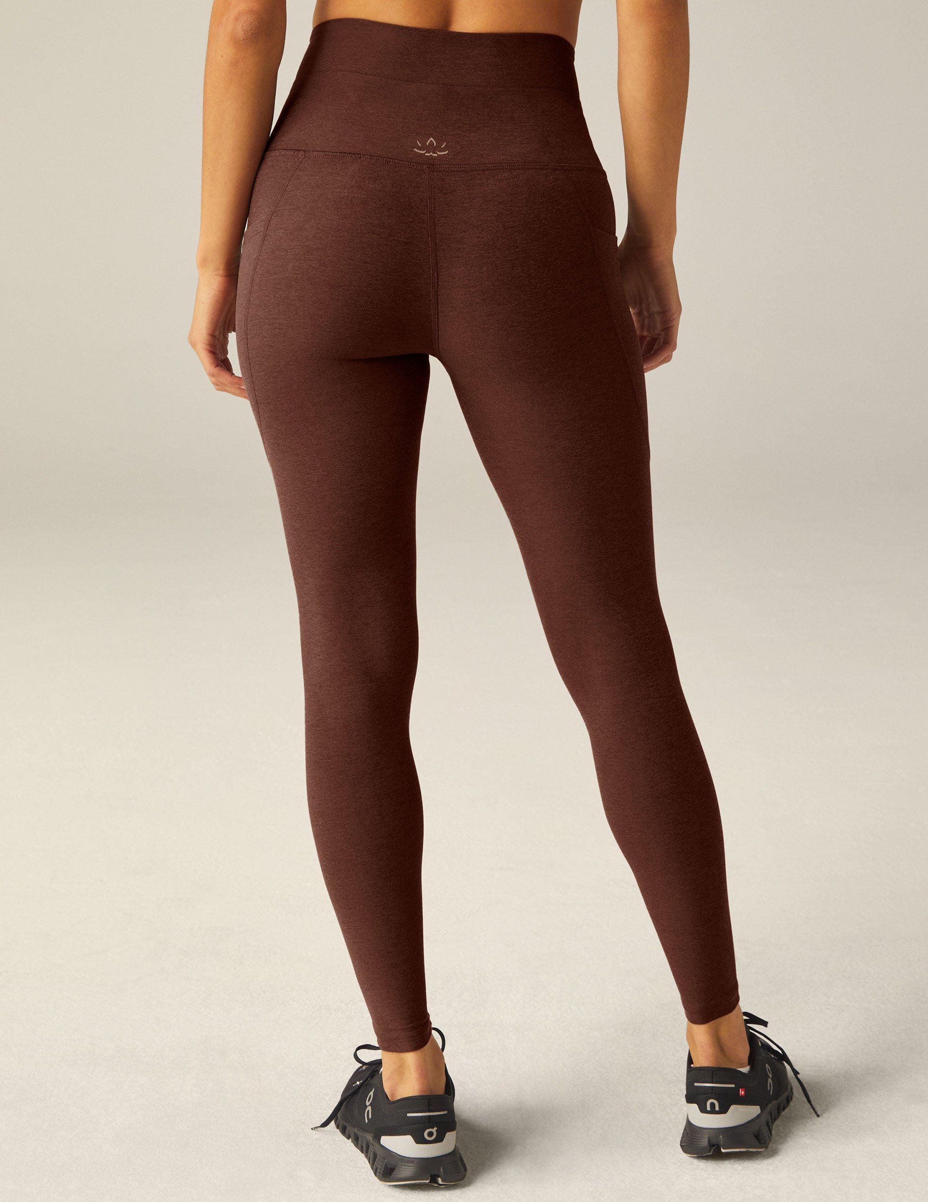 brown midi legging with drawstring at waist
