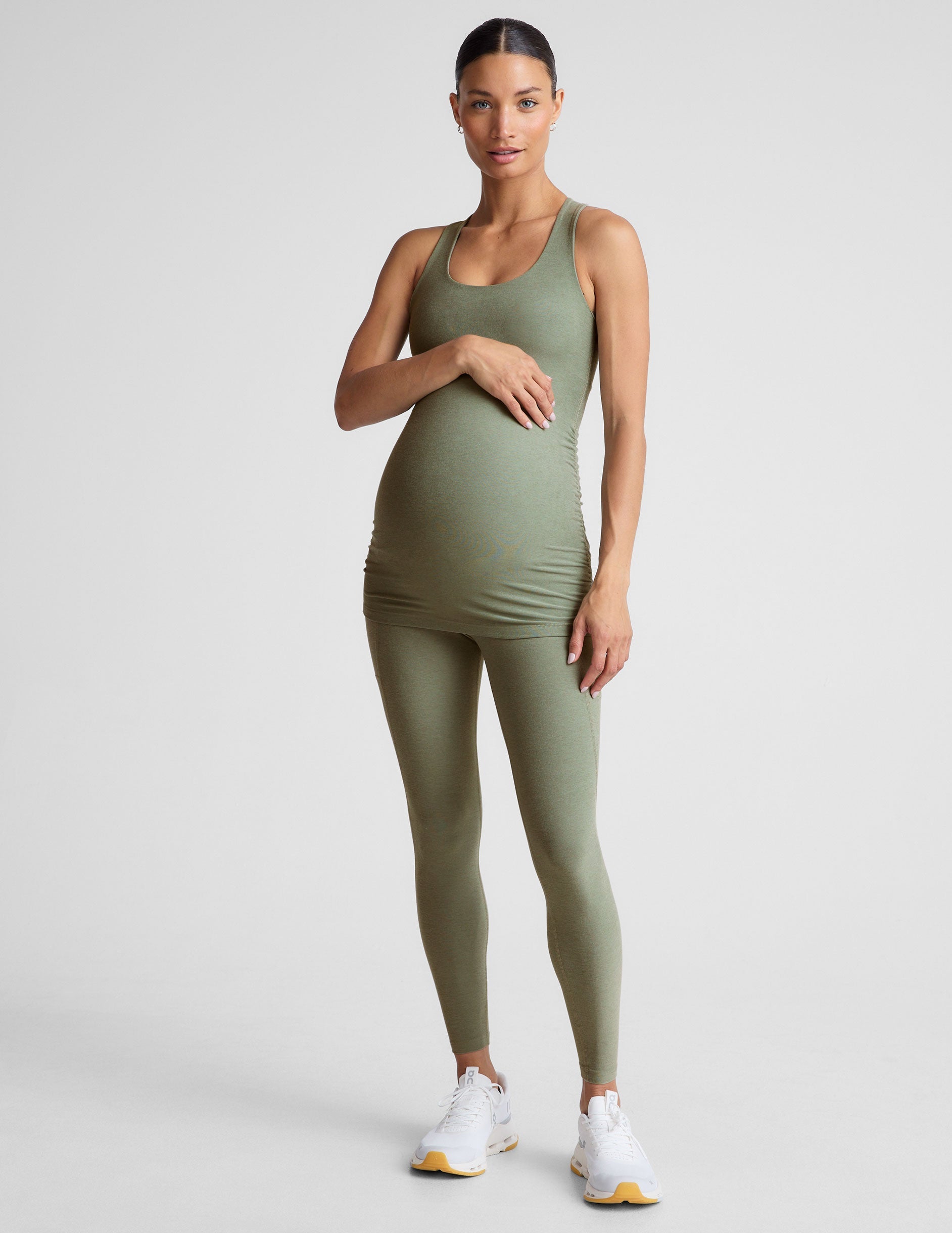 green racerback maternity tank top.