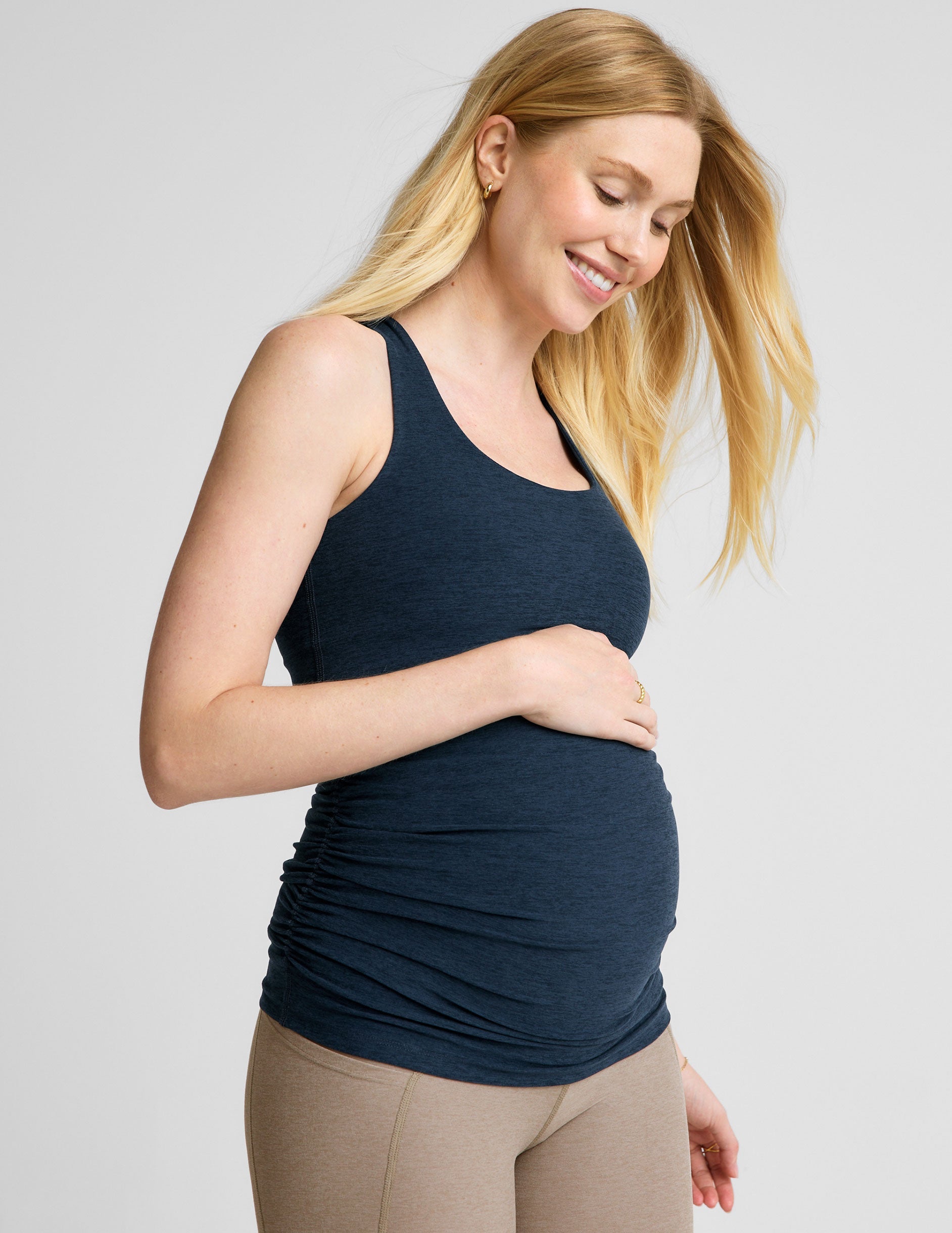 blue maternity tank top