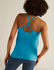 blue maternity slim racerback spacedye tank top.