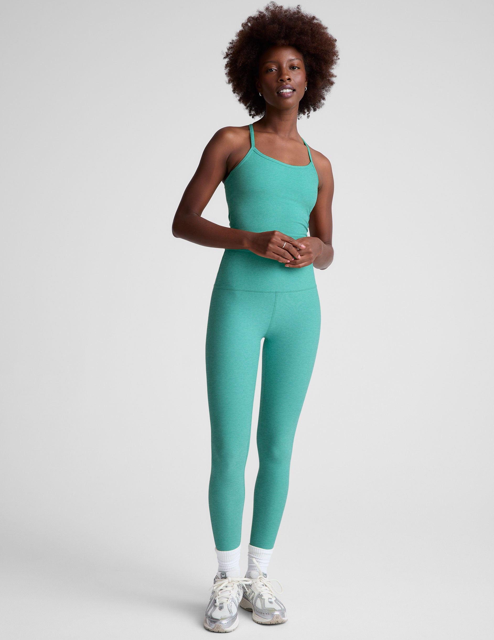 blue racerback cropped tank top.