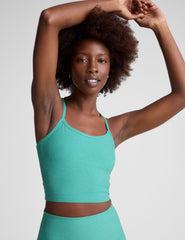 blue racerback cropped tank top.
