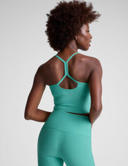 blue racerback cropped tank top.