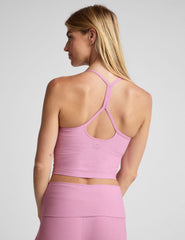 pink slim strapped racerback cropped tank.