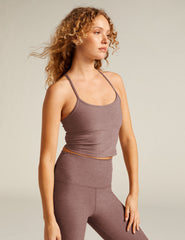 red slim racerback cropped tank top.