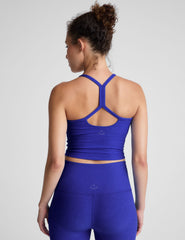 blue slim racerback cropped tank top.