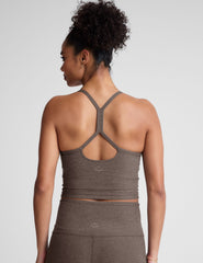 brown slim strapped racerback cropped tank top.