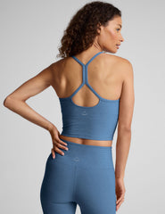 blue slim racerback cropped tank.