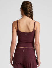 red waist length spaghetti strap tank.