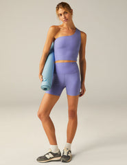 purple one shoulder cropped tank